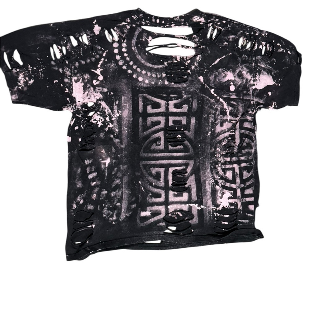 Rolling Stones Tongue Logo T-shirt Customized Acid Washed Pink And Black Sz XL - Picture 4 of 5